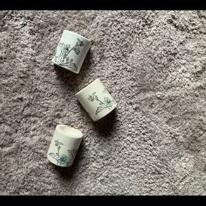 Floral minimalist engraved candle holders set of 3